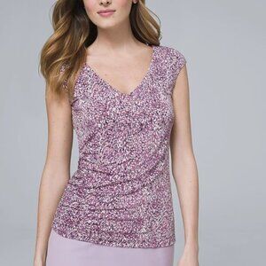 NWT White House Black Market Matte Jersey Purple Shirred Sleeveless Top, Size S